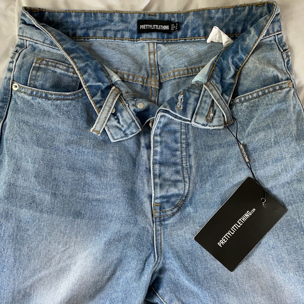 Pretty Little Thing Straight Leg Jeans, Foldover - Picture 3 of 5